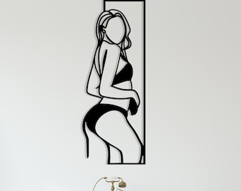 Woman Line Art: Elegant Metal Wall Decor