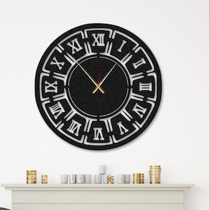 Silent Wall Clock, Living Room Clock, Wall Clock Decor, Unique Clock, Customized Clock,Roman Numerals, Decorative Clock, Roman Numeral Clock
