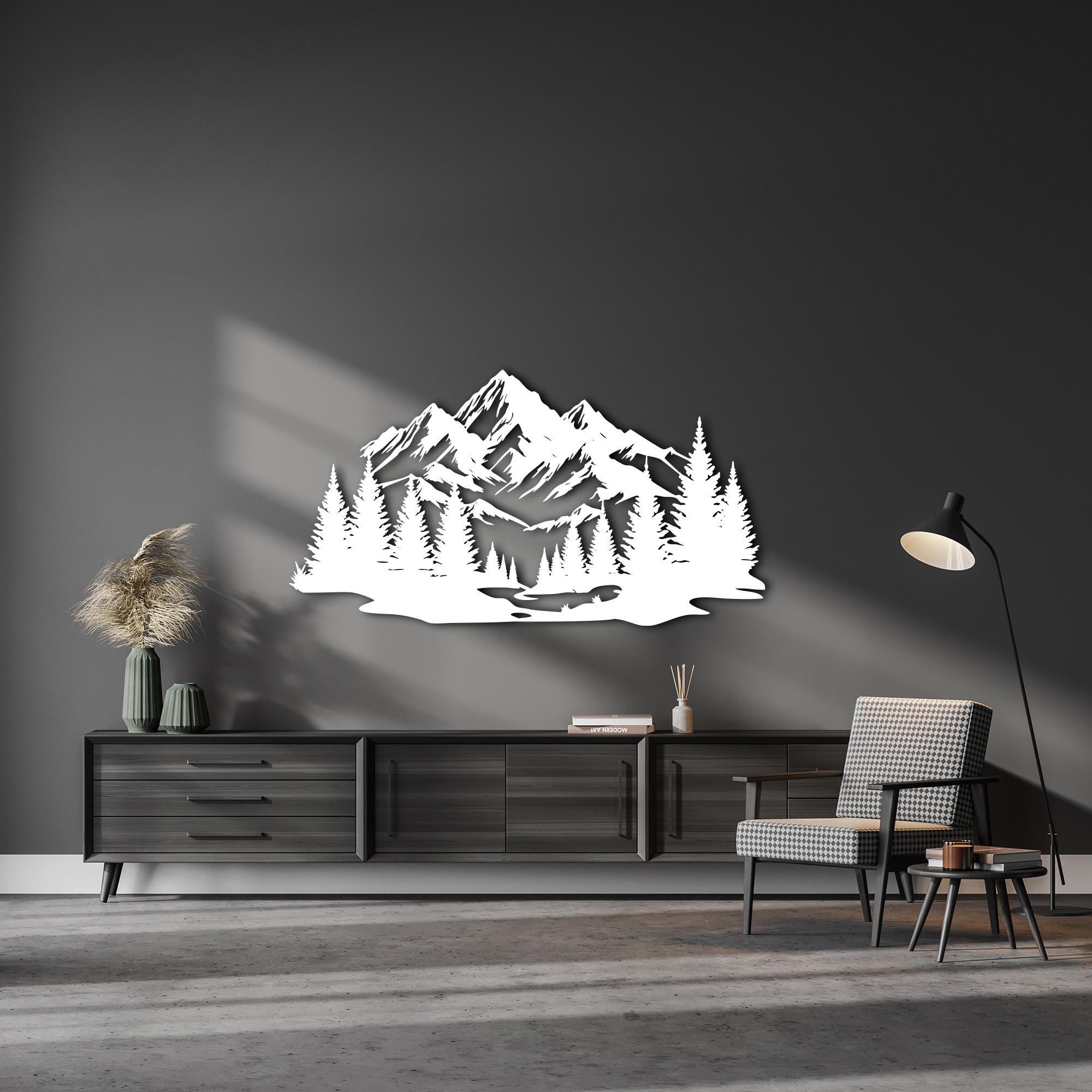 Mountain Forest Metal Wall Art: Outdoor Rustic Decor - Etsy