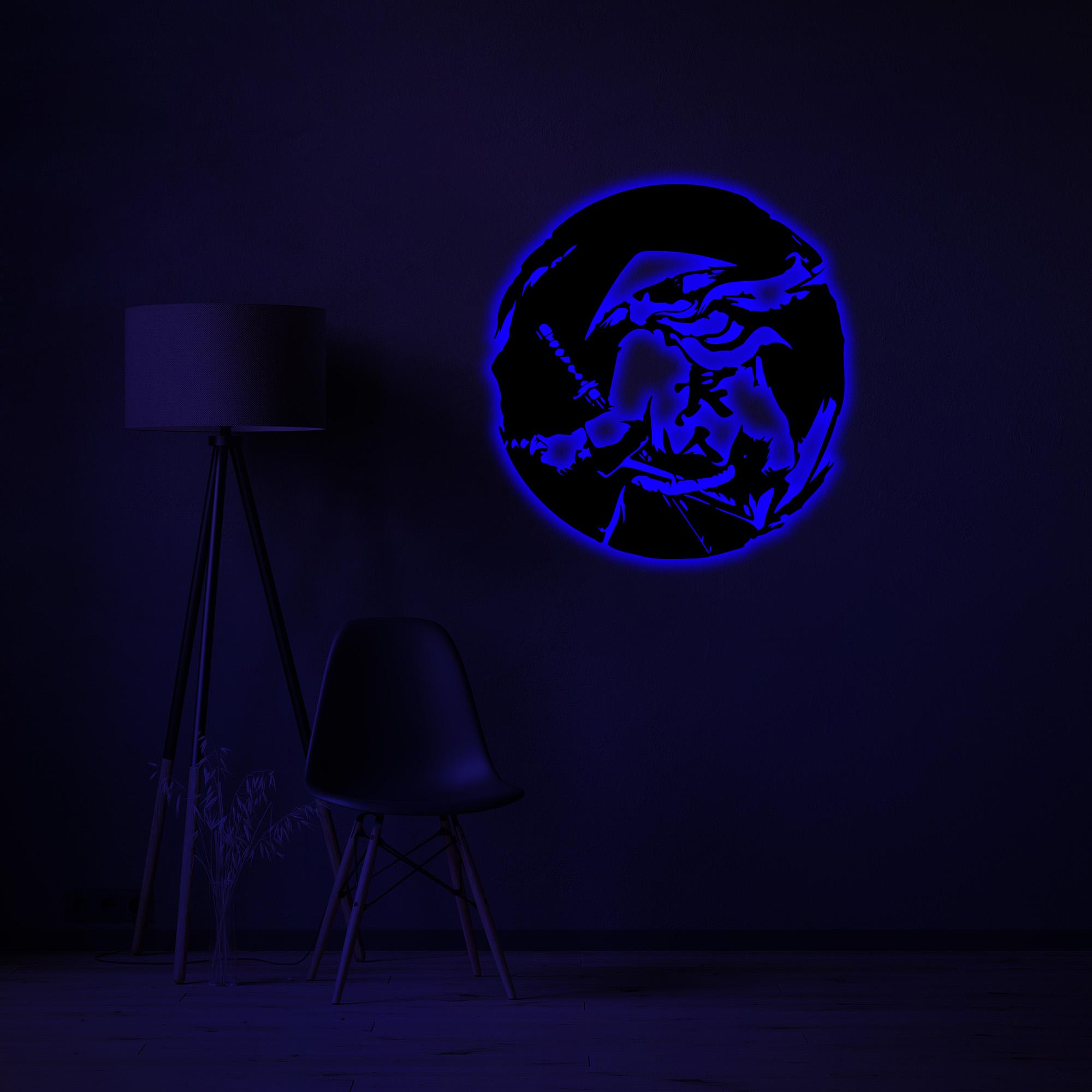 Led Design Samurai Samurai Warrior LED Metal Wall Art: Japanese Decor, Teen Room Light - Etsy