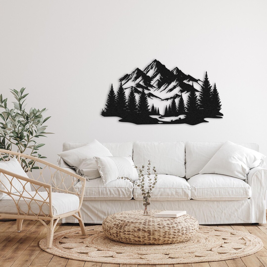 Mountain Forest Metal Wall Art: Outdoor Rustic Decor - Etsy