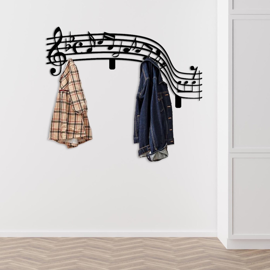 Musical Note Coat Rack Music Note Metal Wall Coat Rack: Modern Home Organizer - Etsy