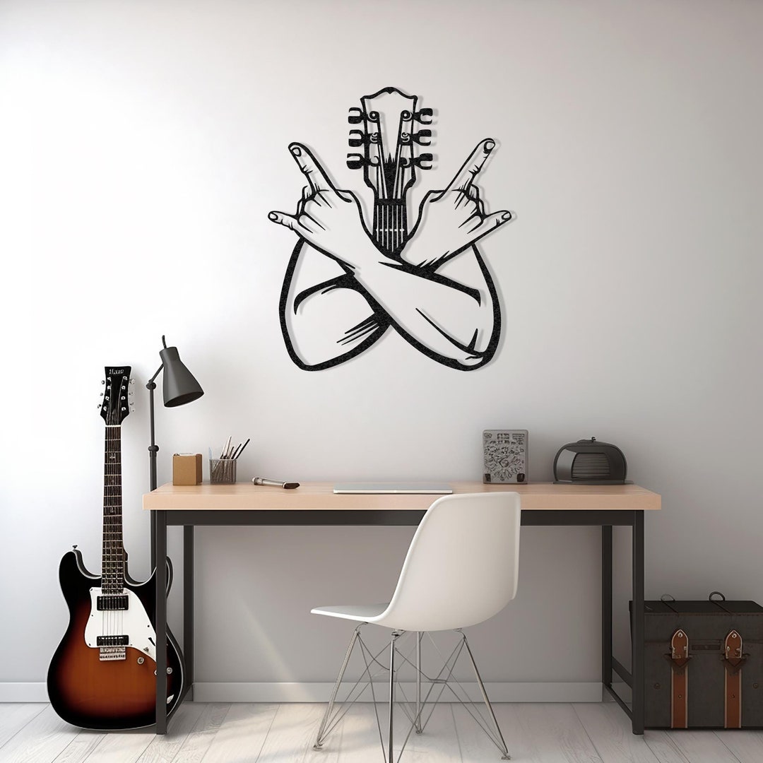 Rock N Roll Metal Wall Art, Music Art, Rock Music Metal Decor, Guitar ...