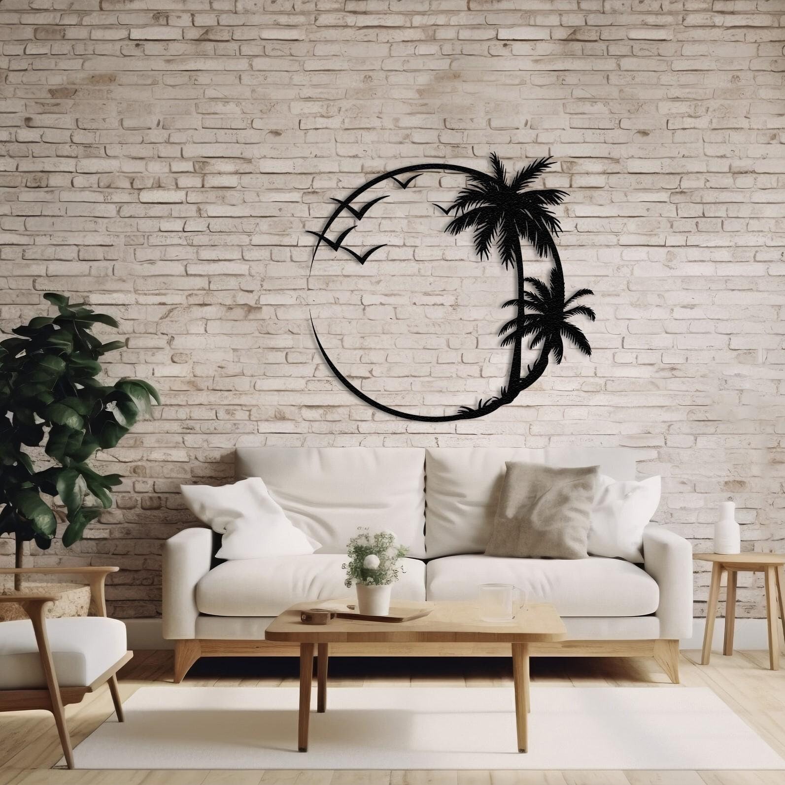 Palm Tree Metal Wall Decor, Sunrise and Palm Tree Metal Wall Decor, Metal Wall Decoration, Housewarming Gift, Bedroom Decor, Wall Sign