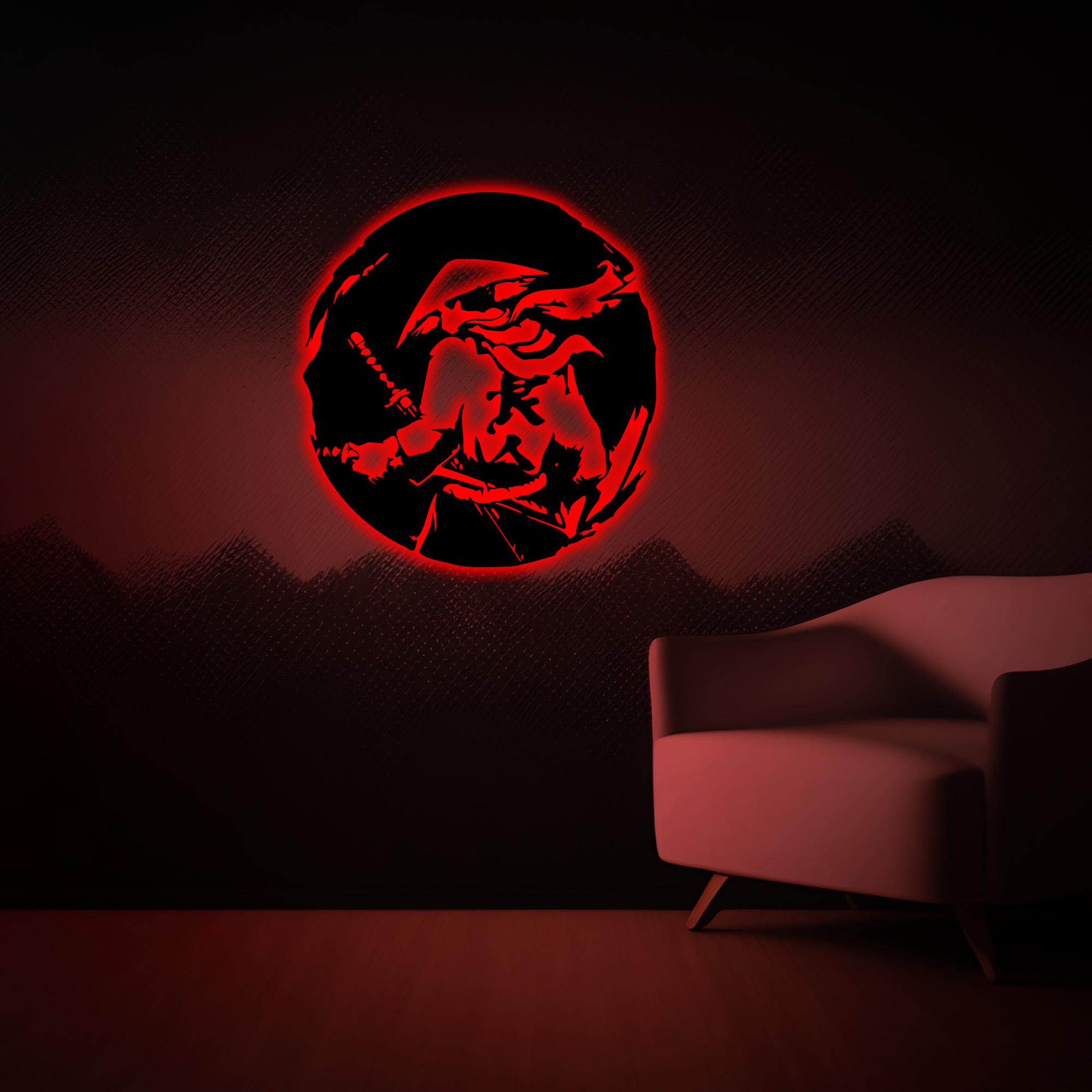 Led Design Samurai Samurai Warrior LED Metal Wall Art: Japanese Decor, Teen Room Light - Etsy