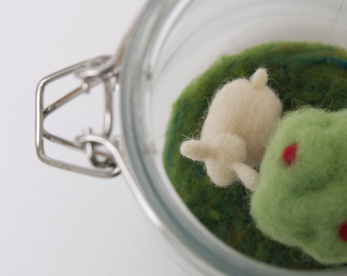 Terrarium Lamb Sheep Wool Felt Woodland Home Decor Whimsical Etsy