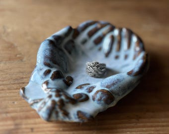 Ocean Wedding Ring Dish: Handmade Ceramic Ring Holder, Beach Decor