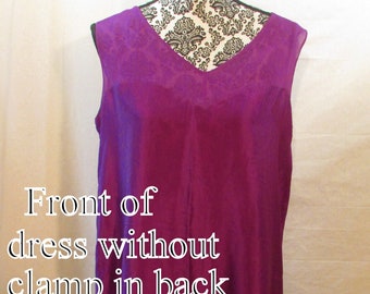 Vintage Flapper Era Purple Silk Sheath Dress Sheer Larger Size Authentic 1920s Dress