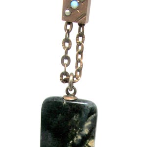 Vintage 1920s Moss Agate Necklace Antique with Gold Filled Slide