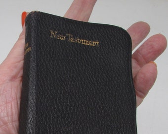 Vintage Pocket New Testament Bible Black Leather Pocket Bible Very Sweet 1930s or before