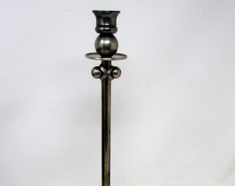Vintage Candlestick Tall Silverplate Ball Base Silver Single Candle stick unusual Candlestick Candelabra Industrial