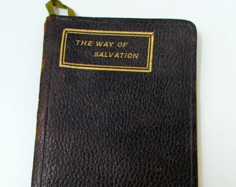 Antique Leather book, "The Way to Salvation," Mrs. Everett Brooks Small Book with Gilded pages  Soft leather cover 1902 Christian book