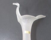 Vintage Satin Glass Stylized Duck or Bird Vase Neiman Marcus Art Glass Vase Frosted Glass Vase Made in Italy