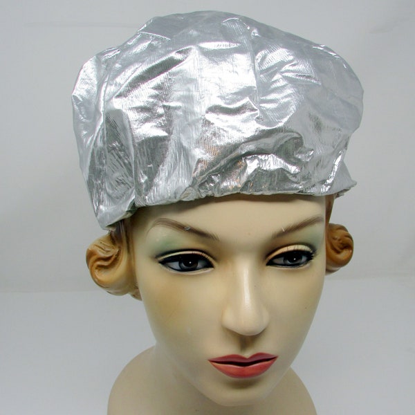 Vintage Swim Cap / 1950's / Kleinert's / Sava-Wave Silver Foil Like Zsa Zsa Gabor Style 1950s Hollywood Glamor Retro Rubber Swimming Cap