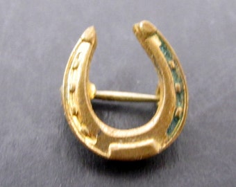 Gold Horseshoe Lapel  Hat Pin