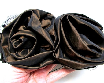 1960er Pfd & Shons Hut, Kupferbraune Satin Rose, Vintage Schleierhut