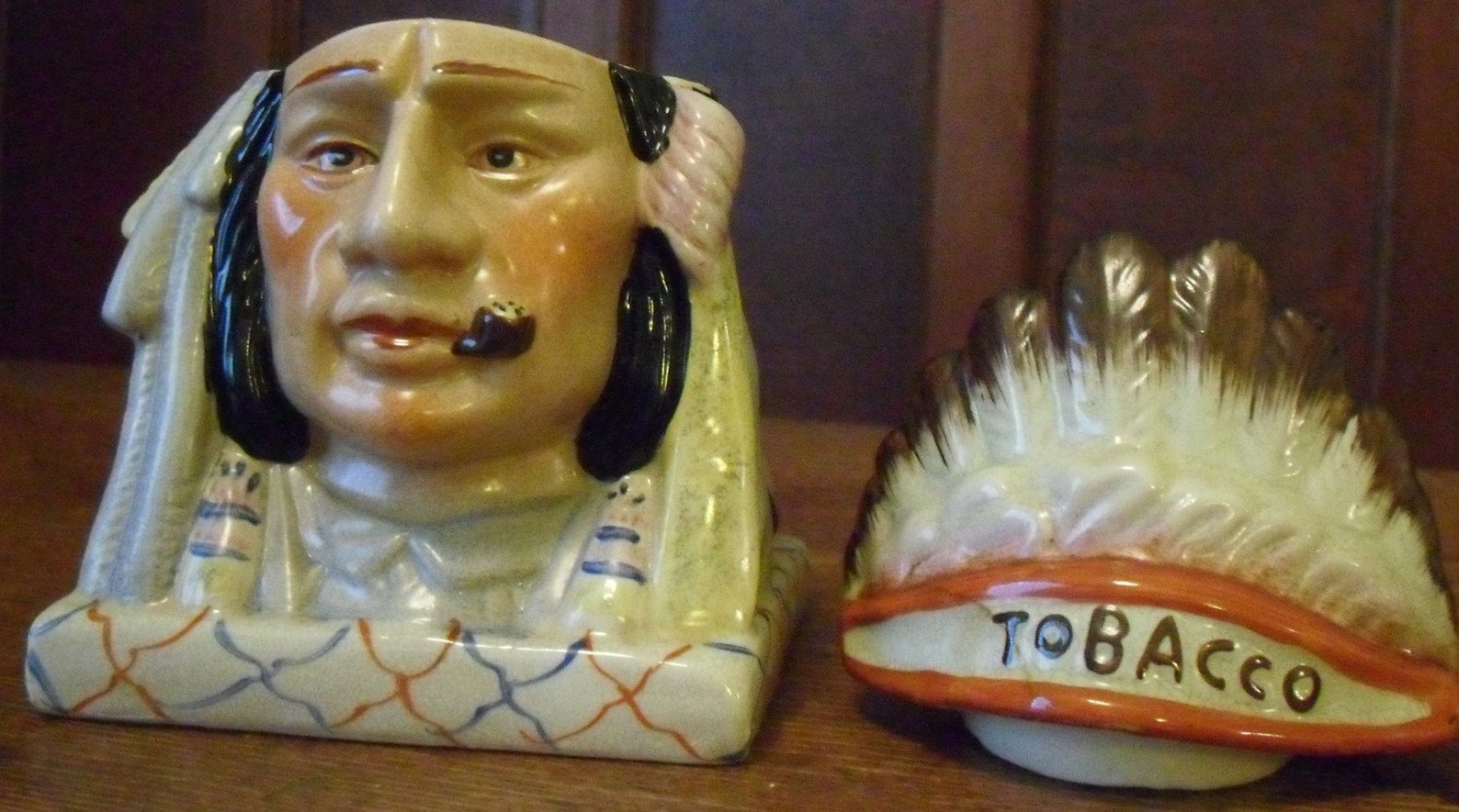 Vintage Indian Chief Tobacco Jar Porcelain Etsy