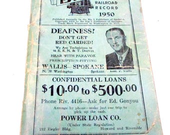 Vintage 1950 Big 5 Railroad Record Booklet, Spoorwegmedewerker anciënniteit en vakbondsreferentie