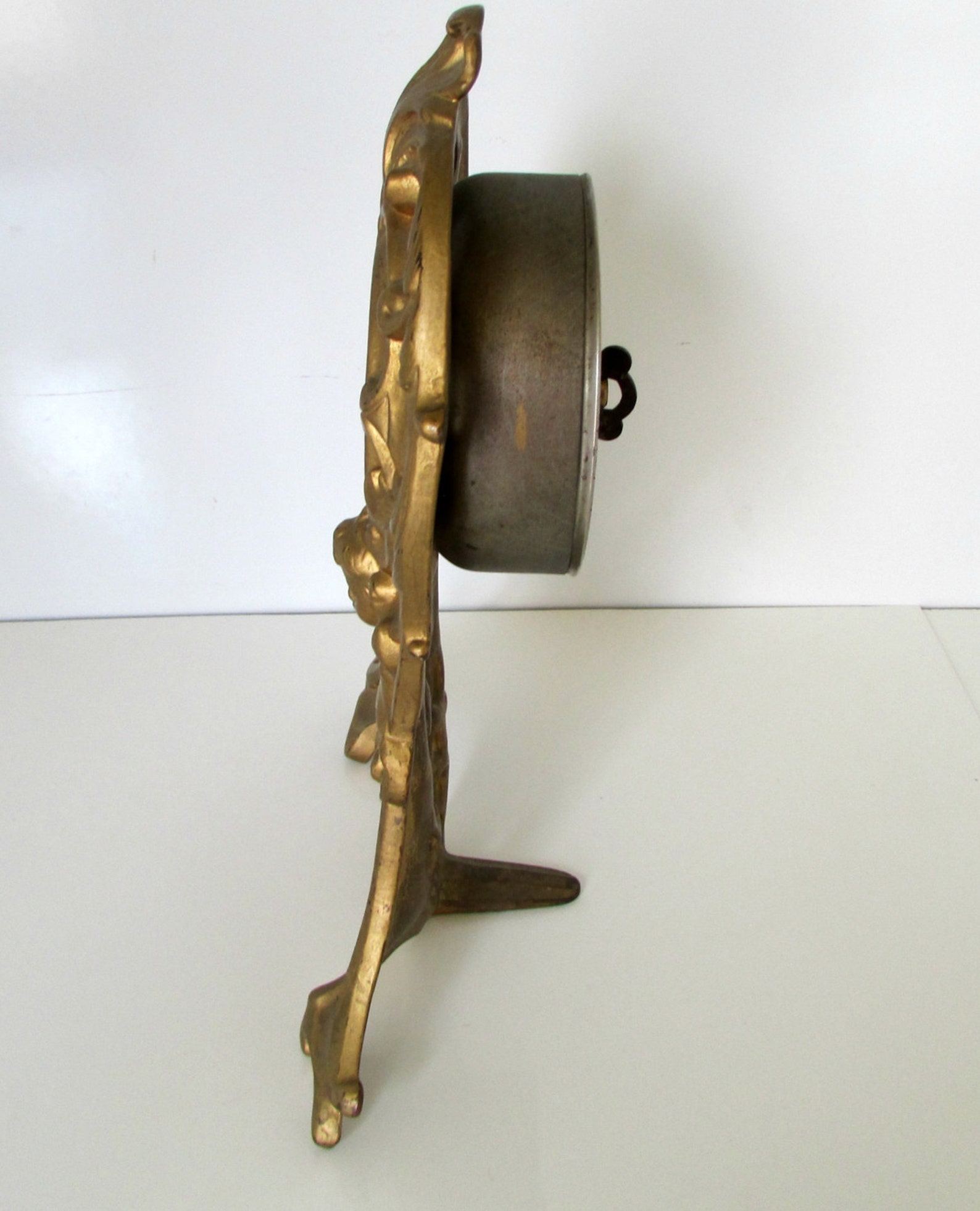 Victorian Cast Iron Clock Cherub Cupid Gold Clock Antique Wind Etsy