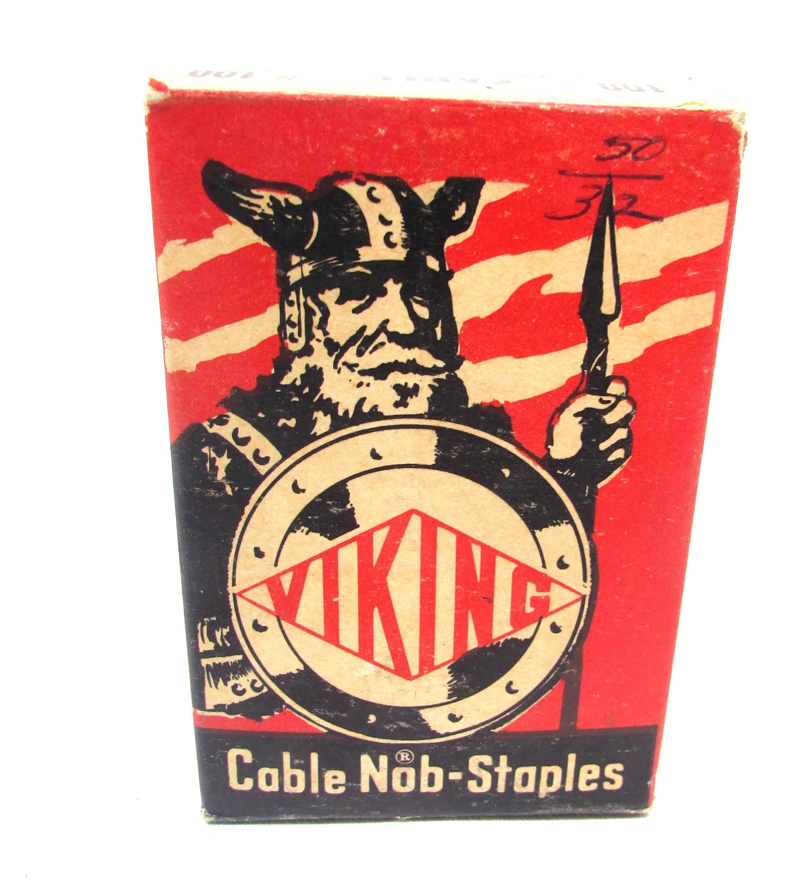 Vintage 1950s Viking Brand Cable Nob Staples in Original Cardboard