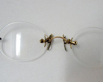 Antique Pince Nez (pinch nose) Eye Glasses Downton Abby Vintage Glasses Teddy Roosevelt Victorian gold filled