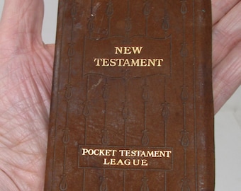 Vintage Pocket New Testament Bible Brown Suede Leather Pocket Testament League Very Sweet 1930s or before