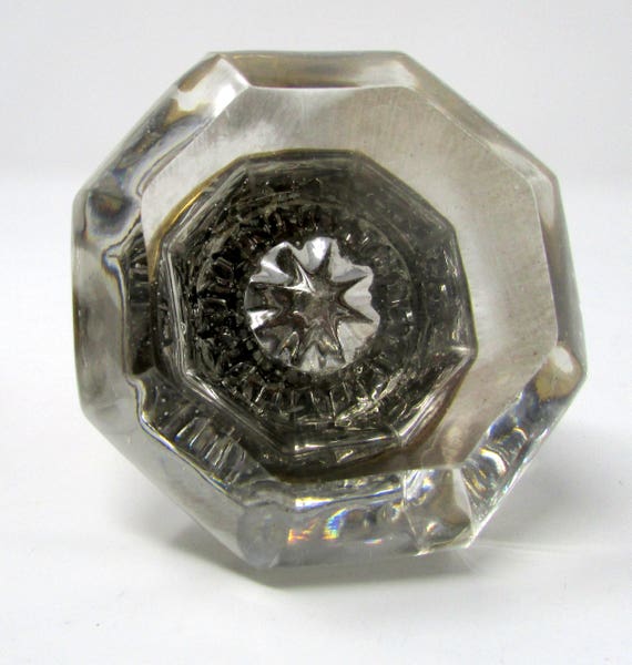 Antique Glass Door Knob Vintage Raised Glass Design In Center Etsy