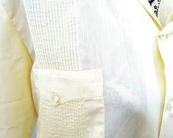 Vintage Cuban Shirt, Size 40 - 1960s Caribe Kambima Vacation Shirt
