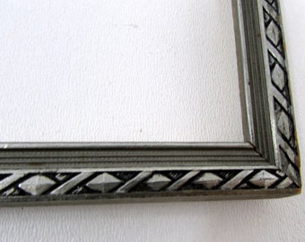 Art Deco Wood Frame Carved Design Silver 1930s Carved Wood Vintage Wood Frame Art