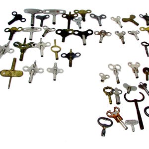 Vintage Clock Keys, Antique Pocket Watch Barrel Keys, Repair Lot (54 Total)
