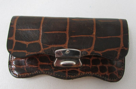 Vintage Alligator Leather Wallet Coin Purse Antiq… - image 1