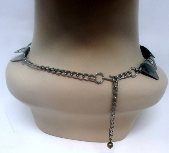 Vintage Egyptian Style Costume Necklace Silver Me… - image 4