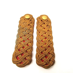 Early 1900s Gold Bullion Military Epaulets • Epaulettes Vintage Grant Eagle Button Shoulder Boards • Ceremonial Uniform Insignia 6x2 inches
