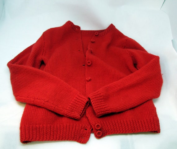 Vintage Hand Knit Lipstick Red Sweater Vintage Woo