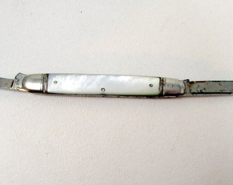 Vintage German Pocket Knife  Antique Mother of Pearl Miniature Pocket Double Folding Penknife/Quill Cutter MOP