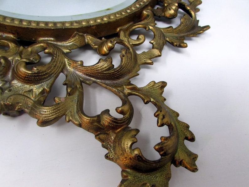 Victorian Cast Iron Standing Vanity Mirror Vintage Round Etsy