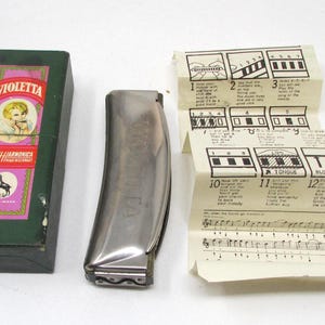 Vintage Violetta Koch Harmonica – Curved Tremolo Model with Box & Instructions – Made in Germany, 1930s – Pre-Hohner