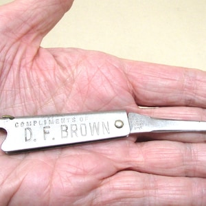 Vintage Advertising Boot Hook Kirkendall Shoes 1903 Compliments of D.F. Brown Shoe Store Advertising Collectible Antique Shoe