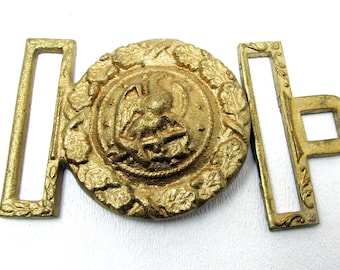 Antieke Spelter-gesp – adelaar en krans, Amerikaans embleem in militaire stijl