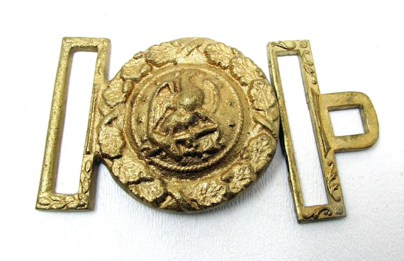 Antique Spelter Belt Buckle – Eagle & Wreath, Military Style  display picture 1