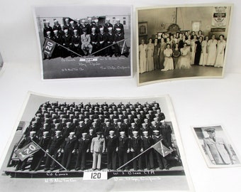 Vintage Black & White Photographs Lot of 4 U.S. Navy, Veteran Wives, Officer, Military Group Photos 1947 Sailors San Diego California