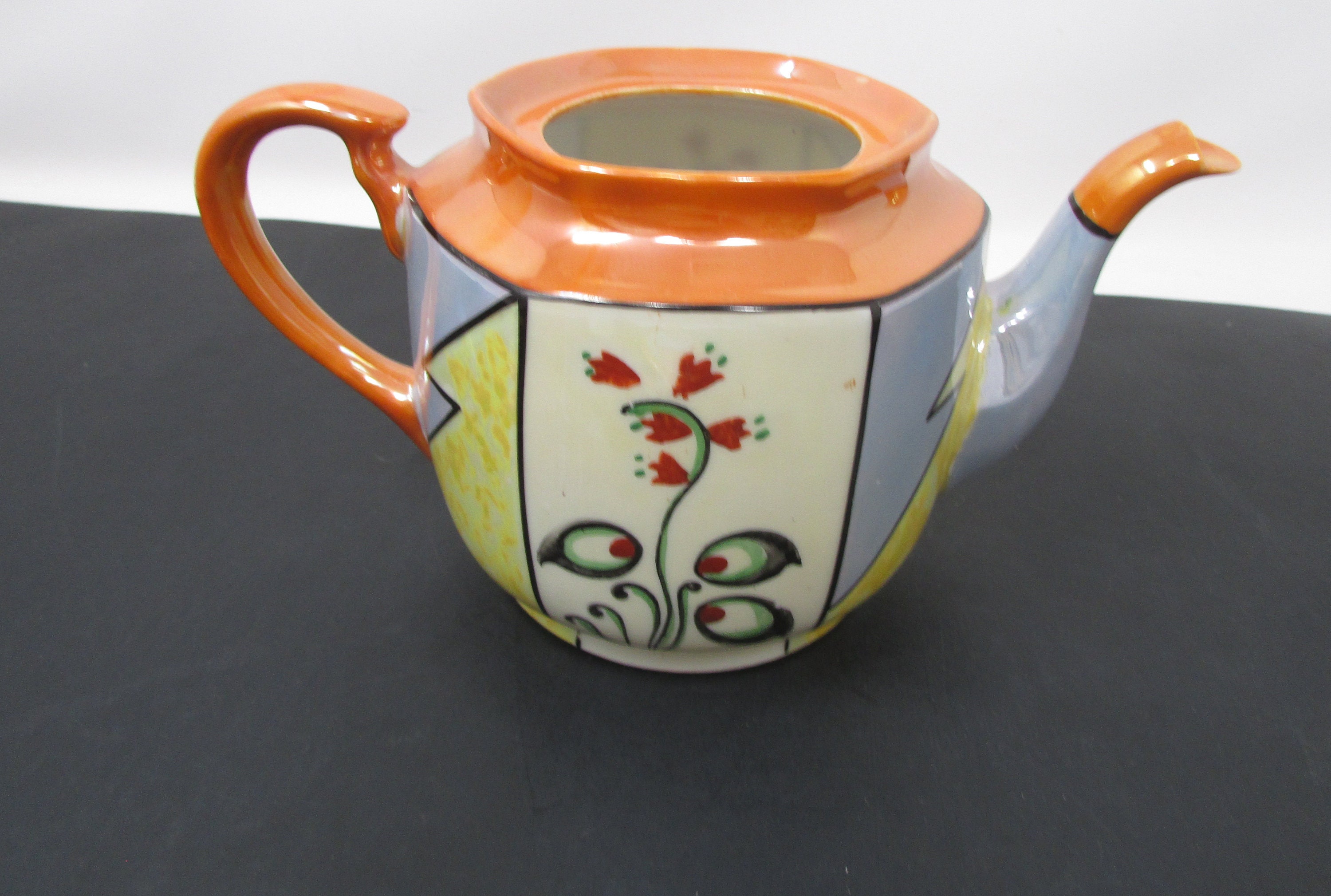 Vintage Lusterware Teapot With Hand Painted Design Etsy