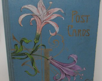 Art nouveau Post Card album with Lilies Early 1900's Vintage Post Card Album - Photo Album Scrapbook No postcards Vintage Post Card album
