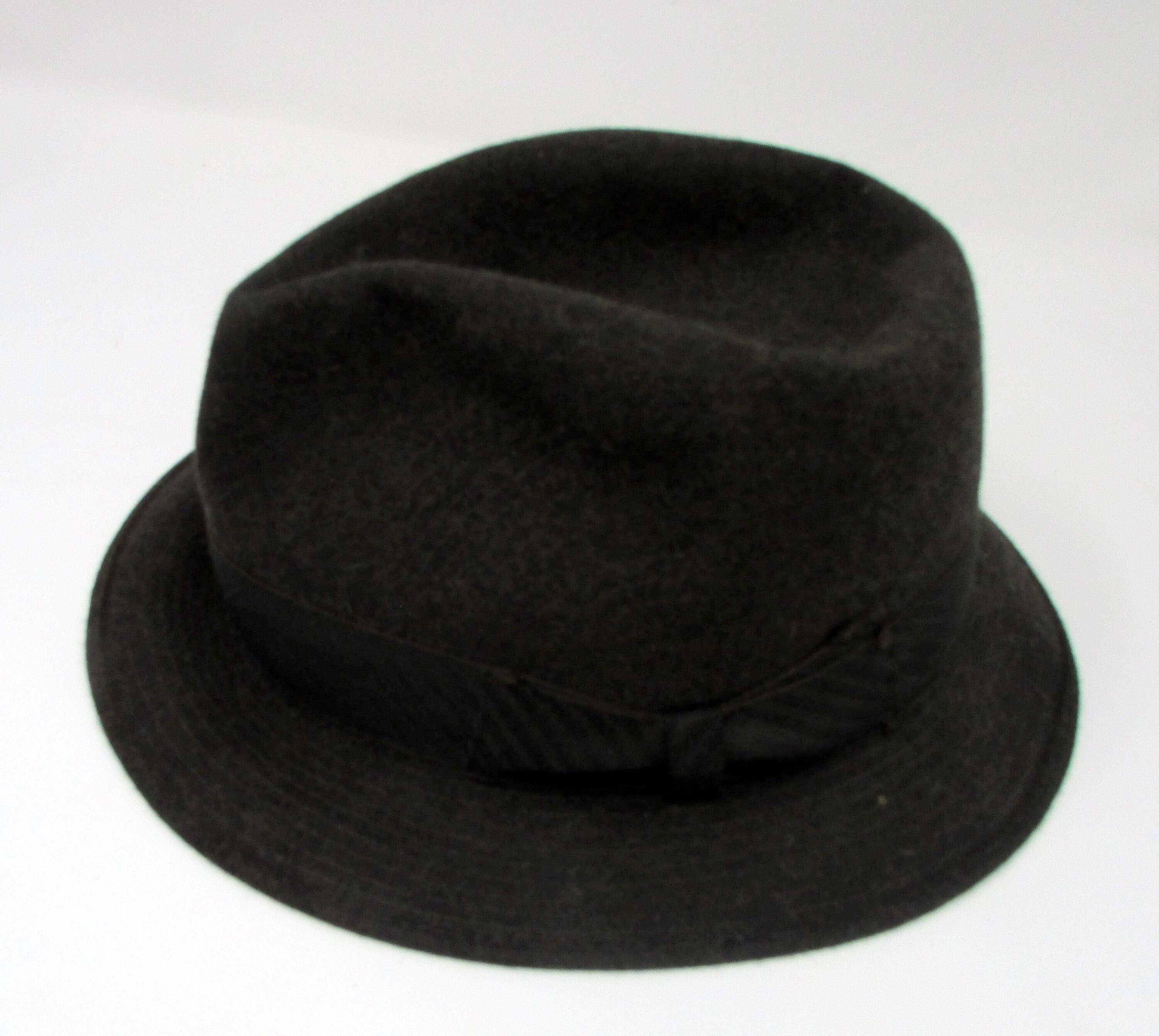 Vintage Borsalino Fedora Hat Black‎ Fur Felt Wide Brim Ribbon Italy Classic Borsalino Classic Hat Women/Men Black 7 1/2 at Amazon Men main image 3