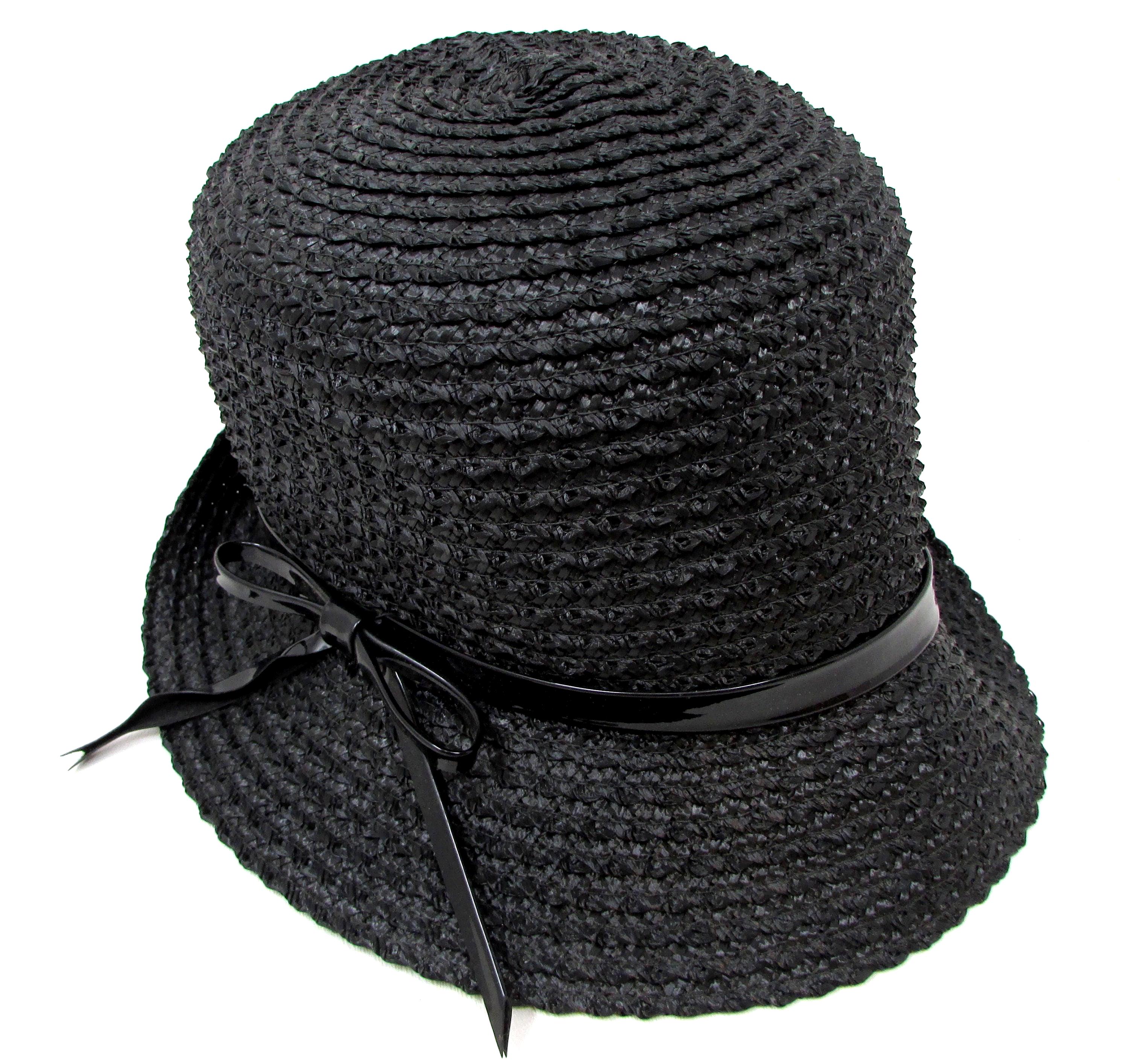 Black Vinyl Mod ‘60s’ Style Bucket Hat 60s Mod Bucket Hat | Dig That Faux Snakeskin Bow main image 2