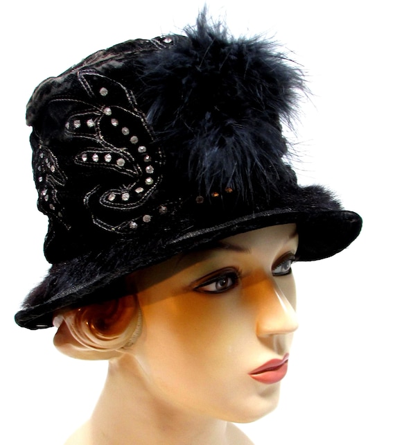 Vintage Velvet Hat Antique Couture Edwardian Hat Paris  display picture 2