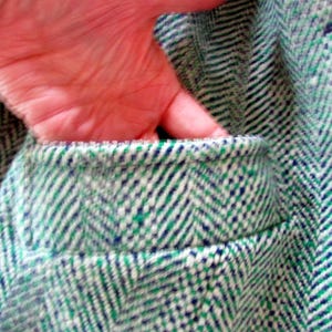 Vintage Pendleton Wool Tweed Jacket 1950s 1960s Blue Green Herringbone Blazer Tailored Virgin Wool Small Medium