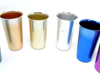 Vintage 1950's Colorful Anodized Aluminum Tumblers W/ Plastic Inserts:  Pitchers, Crumb Catcher LOT+ - Etsy