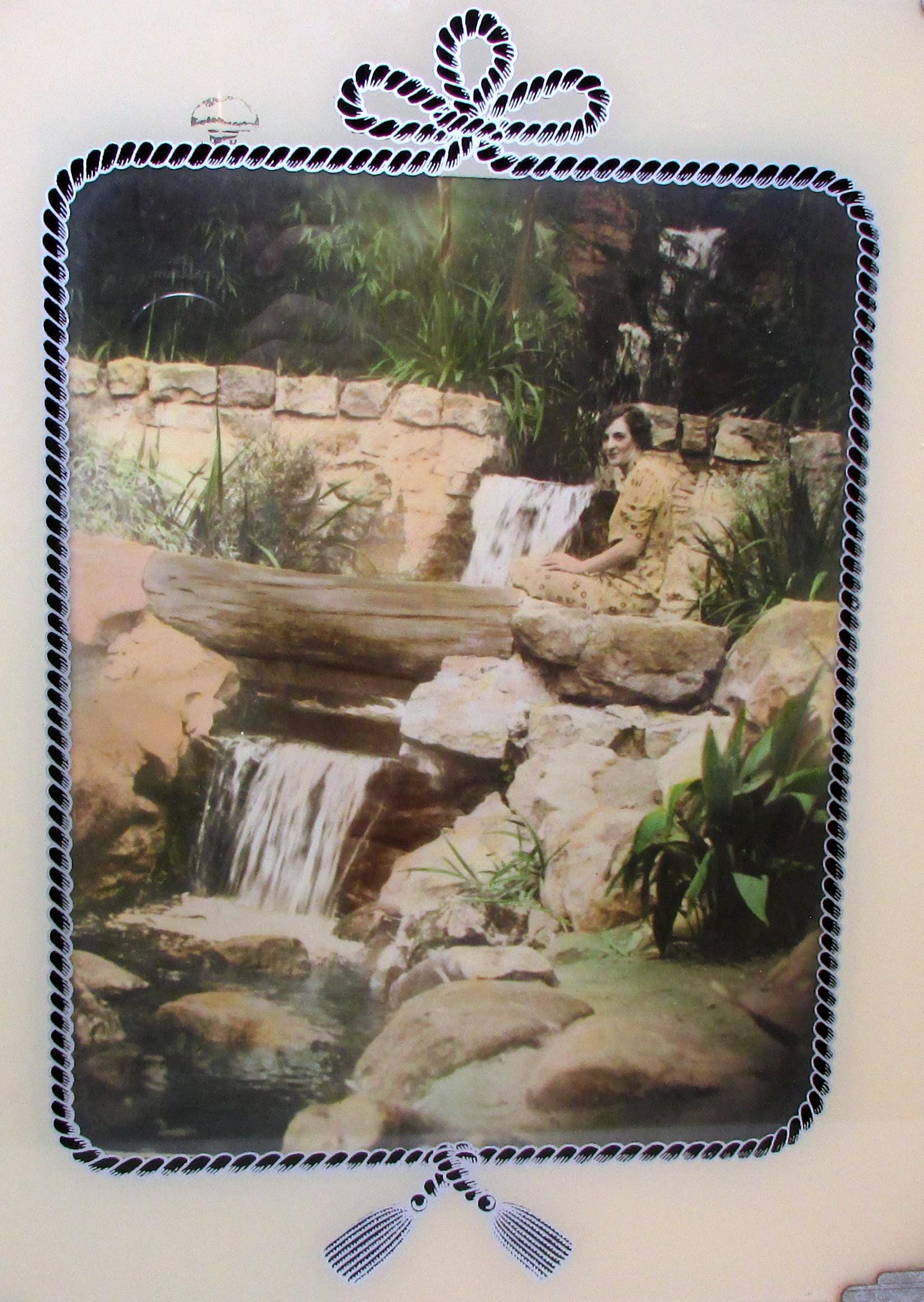 Vintage frame 装飾的な銀色フレームのアート Vintage Art Deco Reverse Painted Frame, Rope Design, Hand Tinted