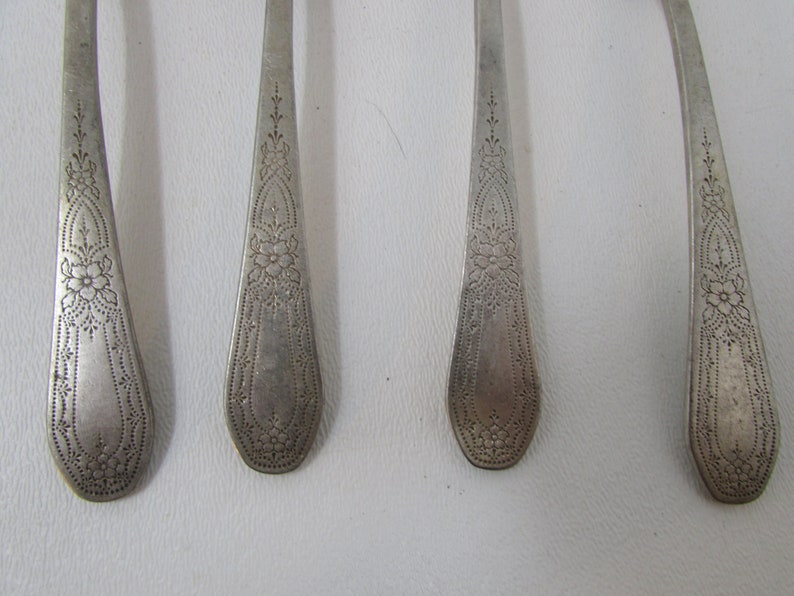 Vintage Community Plate Flatware 9 pcs Flatware Silverware Lot of Forks and Spoons Sweet Floral Pattern Art Deco image 4